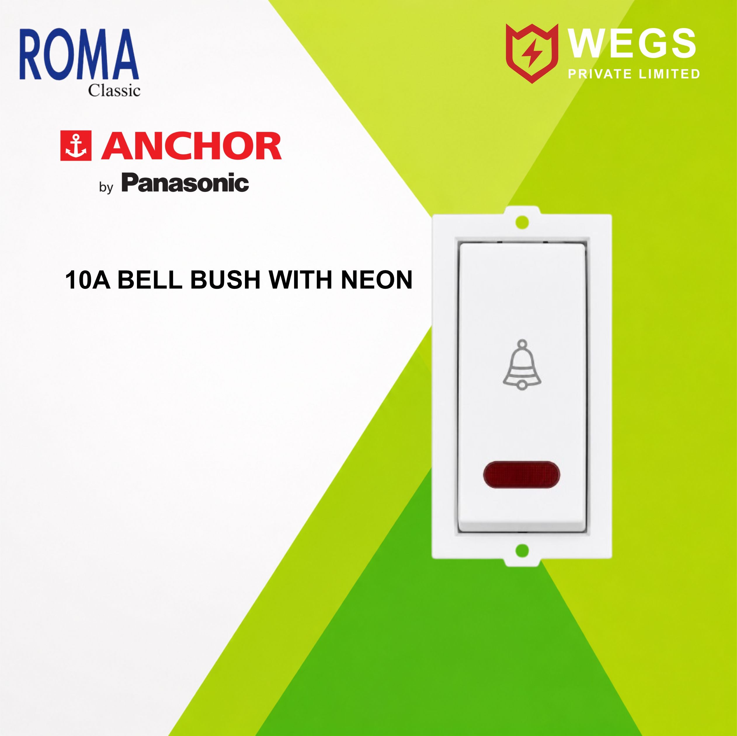 10 A BELL PUSH SWITCH WITH NEON
