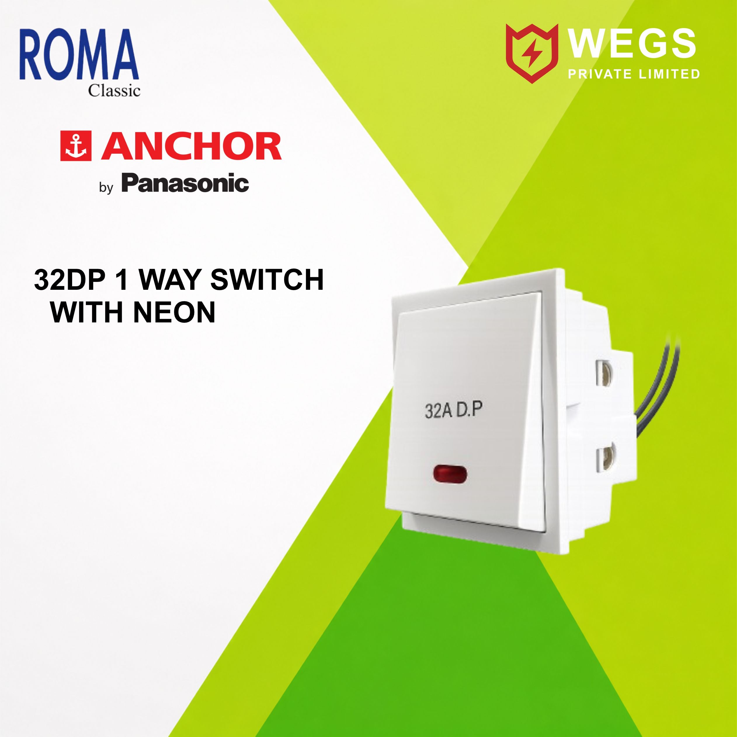 32A D.P. 1 WAY SWITCH WITH NEON , ISI POWER AND MOTOR STARTER SWITCHES