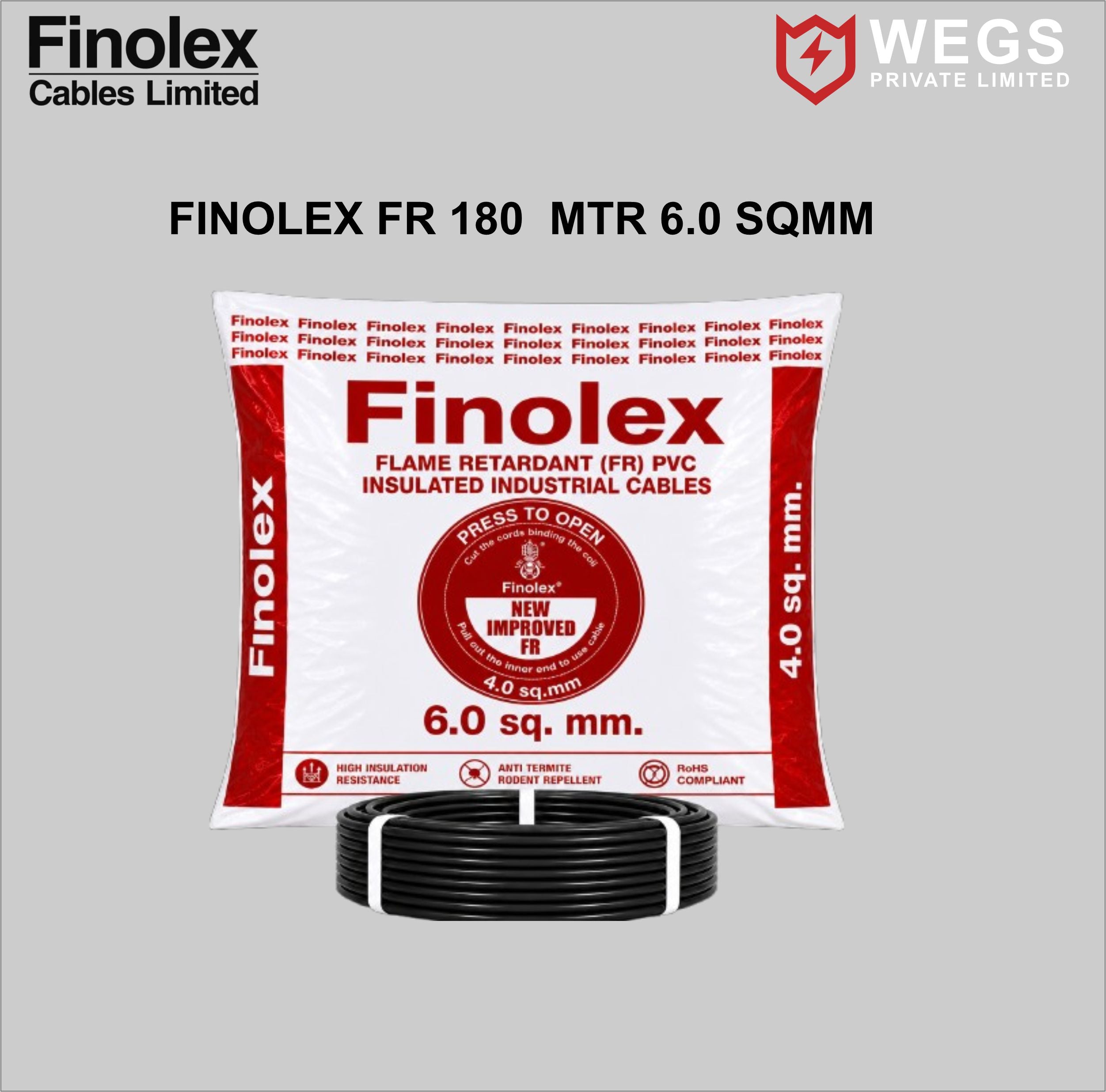 FINOLEX 6.0SQ MM WIRE (180MTR)