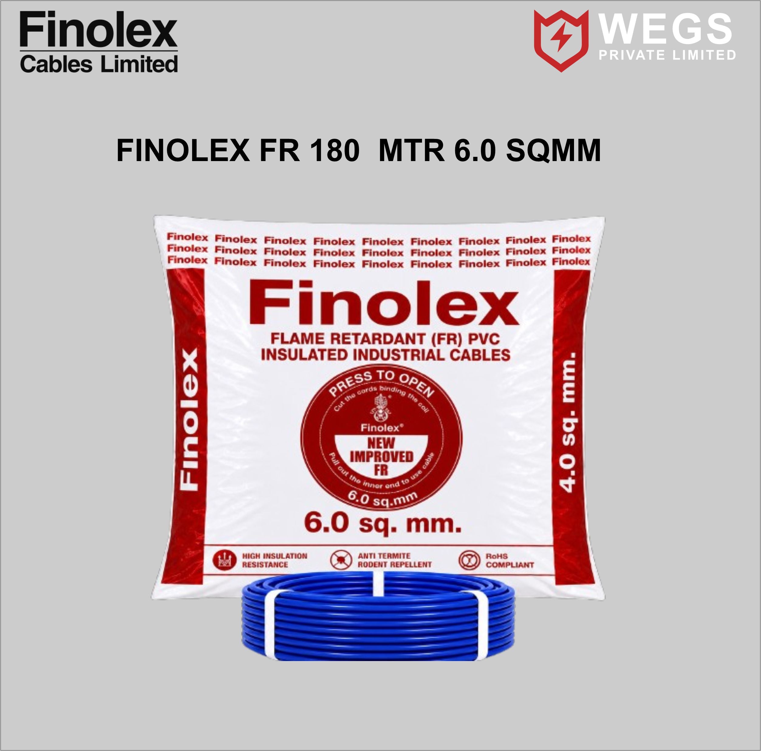FINOLEX 6.0SQ MM WIRE (180MTR)