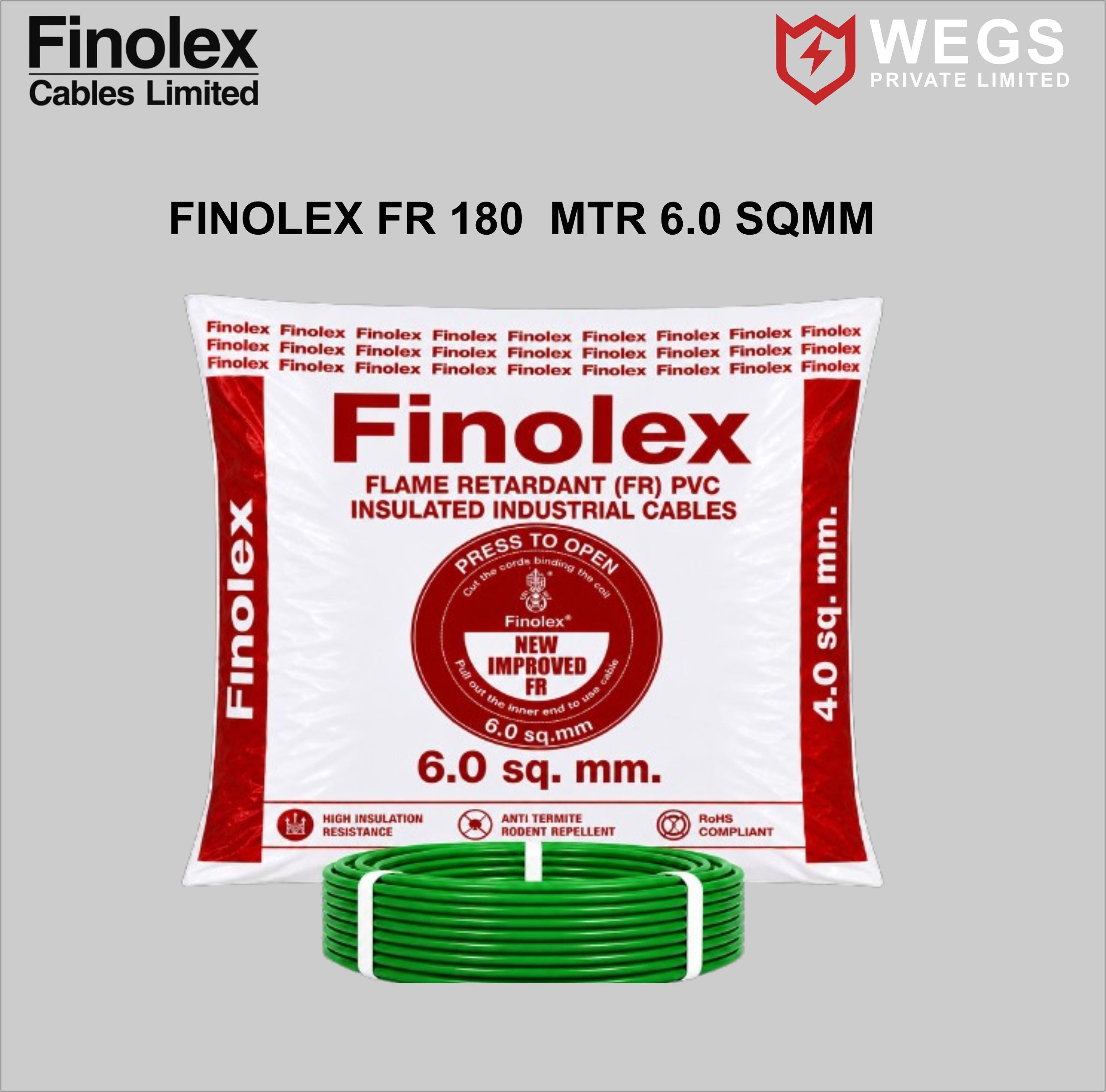 FINOLEX 6.0SQ MM WIRE (180MTR)
