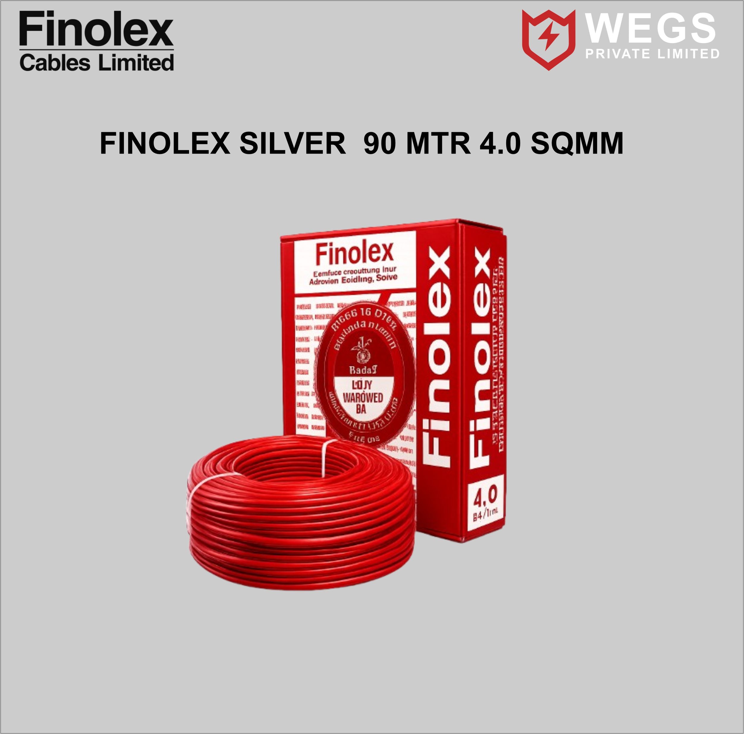 FINOLEX 4.0SQ MM WIRE (90MTR) SILVER