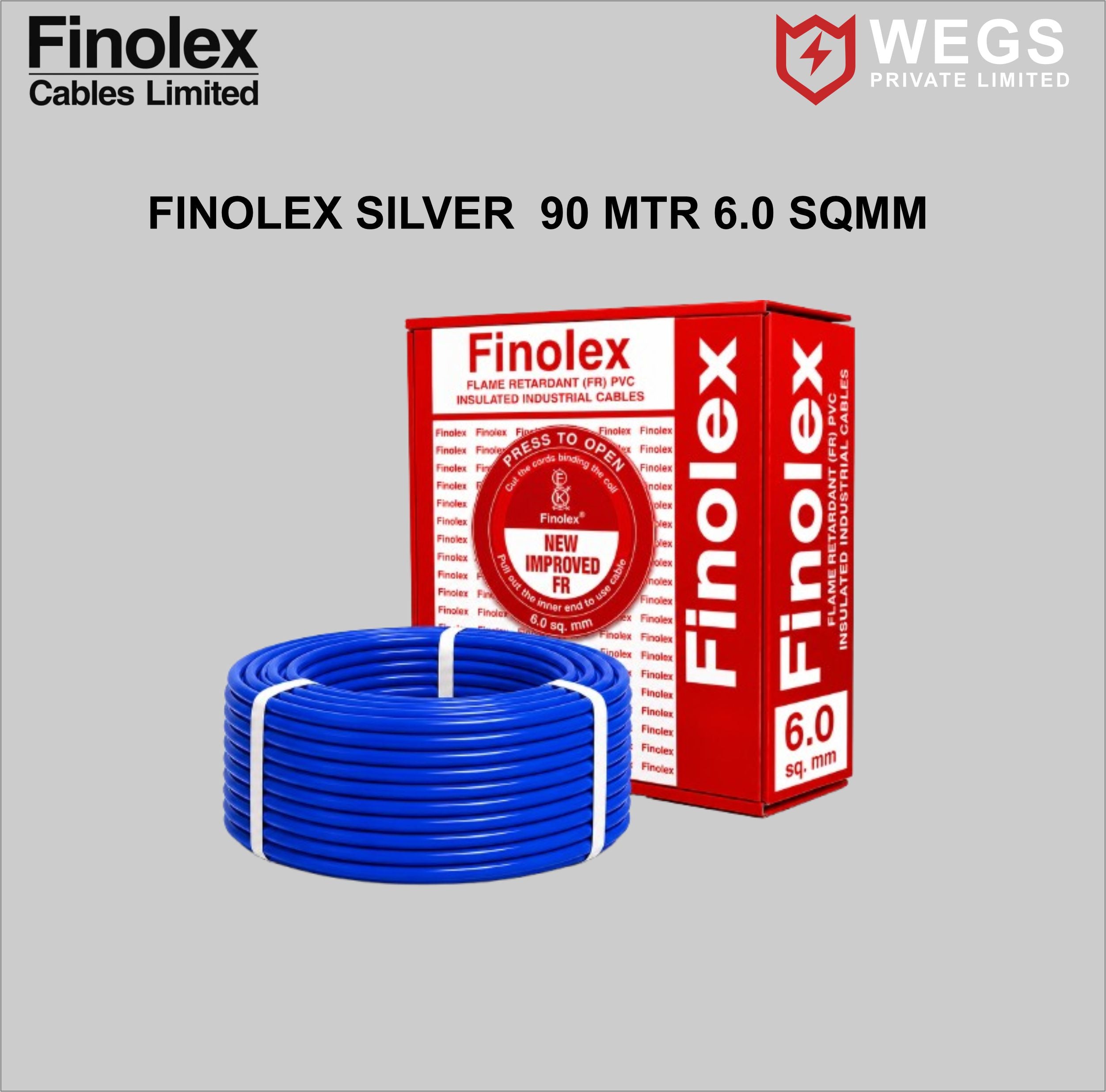 FINOLEX 6.0SQ MM WIRE (90MTR) SILVER