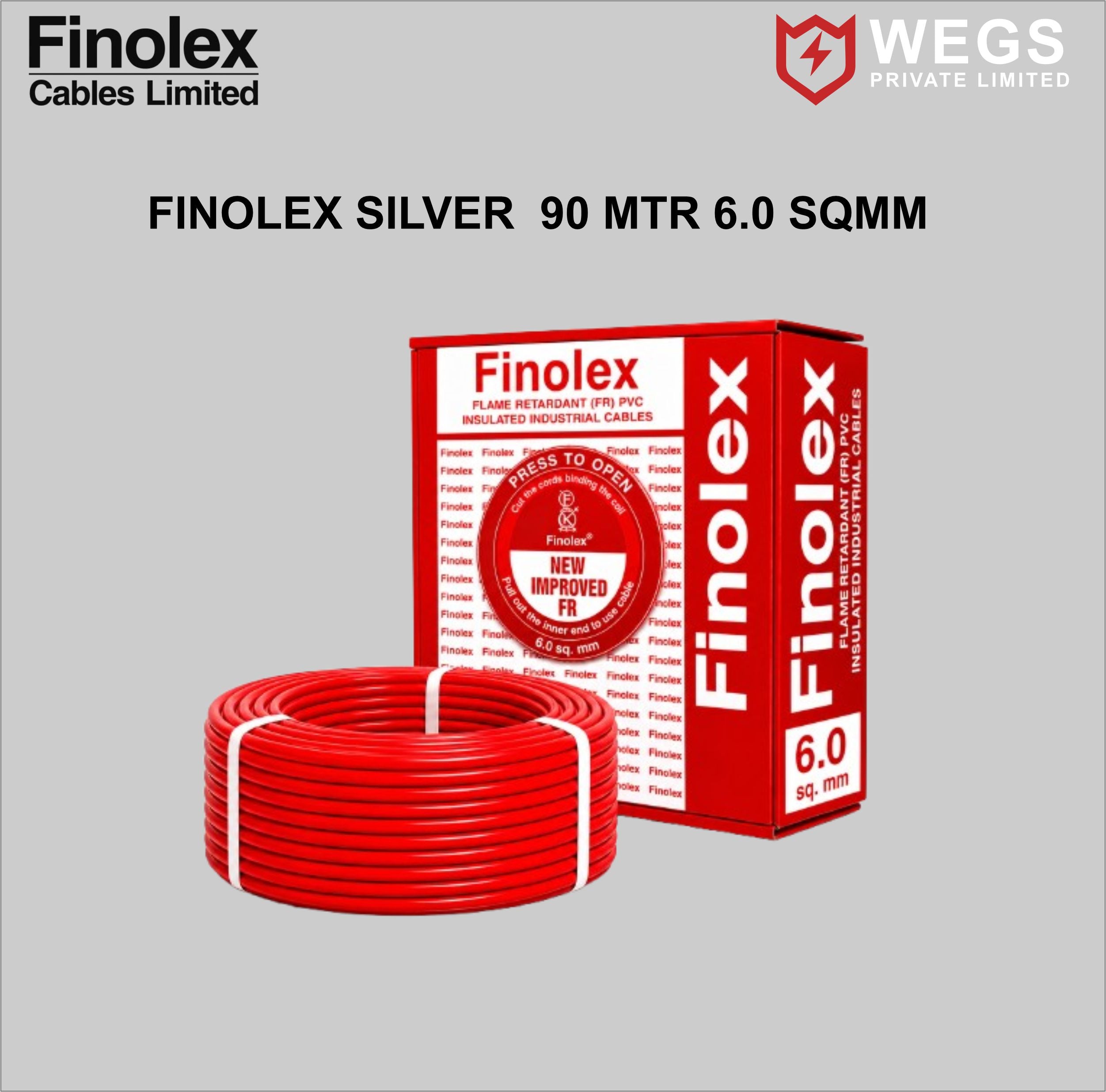 FINOLEX 6.0SQ MM WIRE (90MTR) SILVER