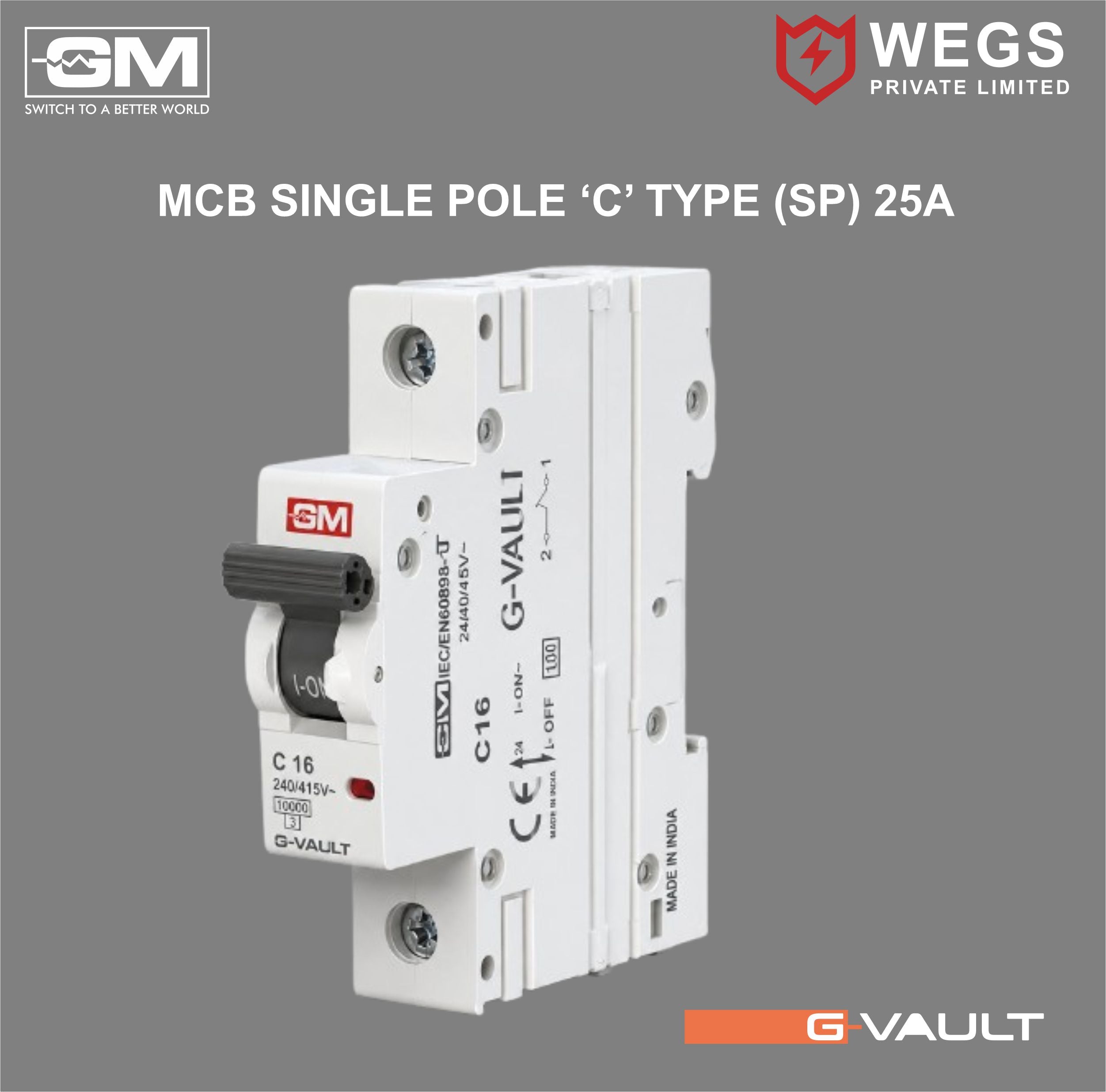 MCB SINGLE POLE 'C' TYPE G-VAULT