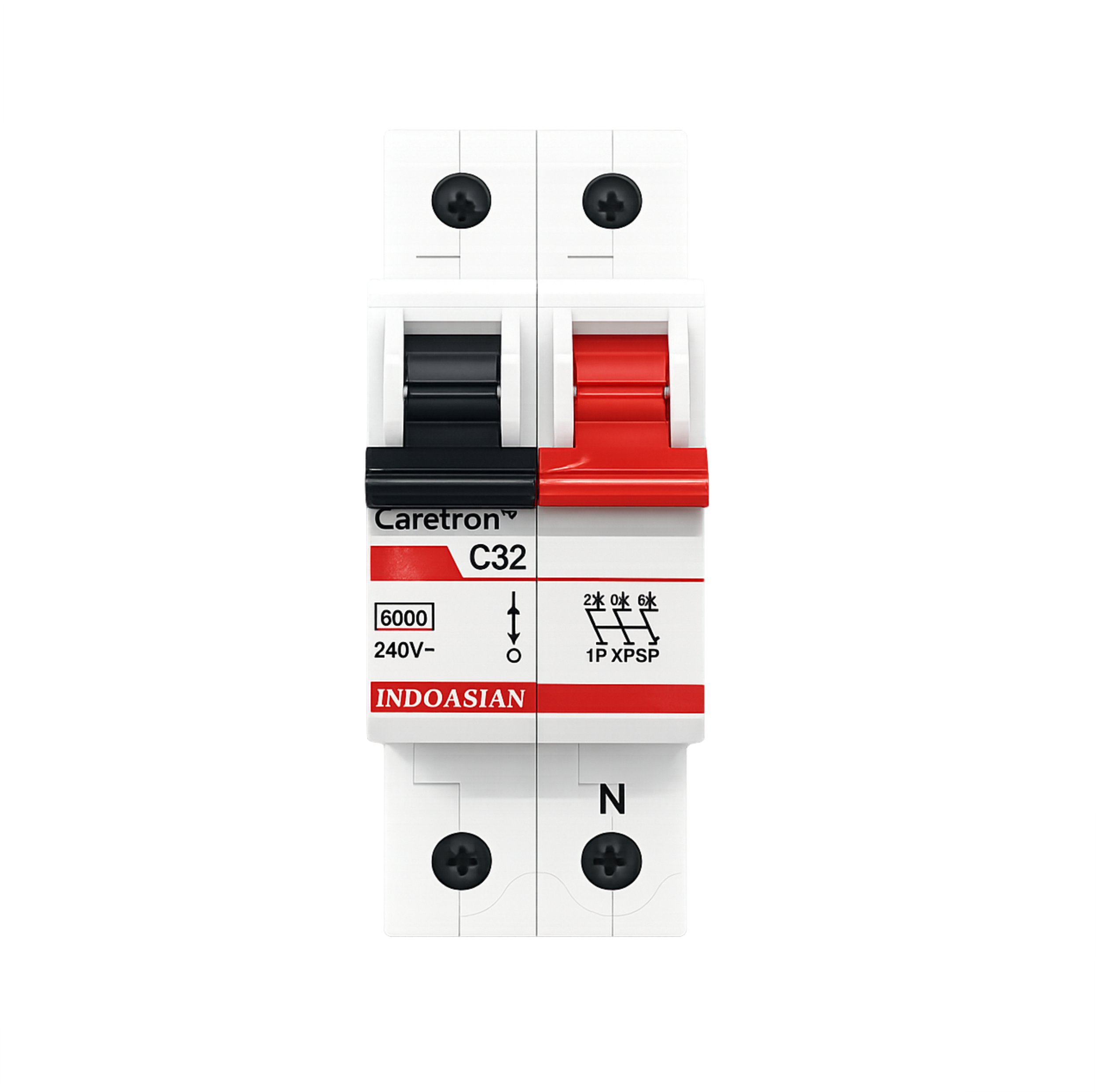 Indoasian Caretron MCB C Curve Single Pole Neutral SPN