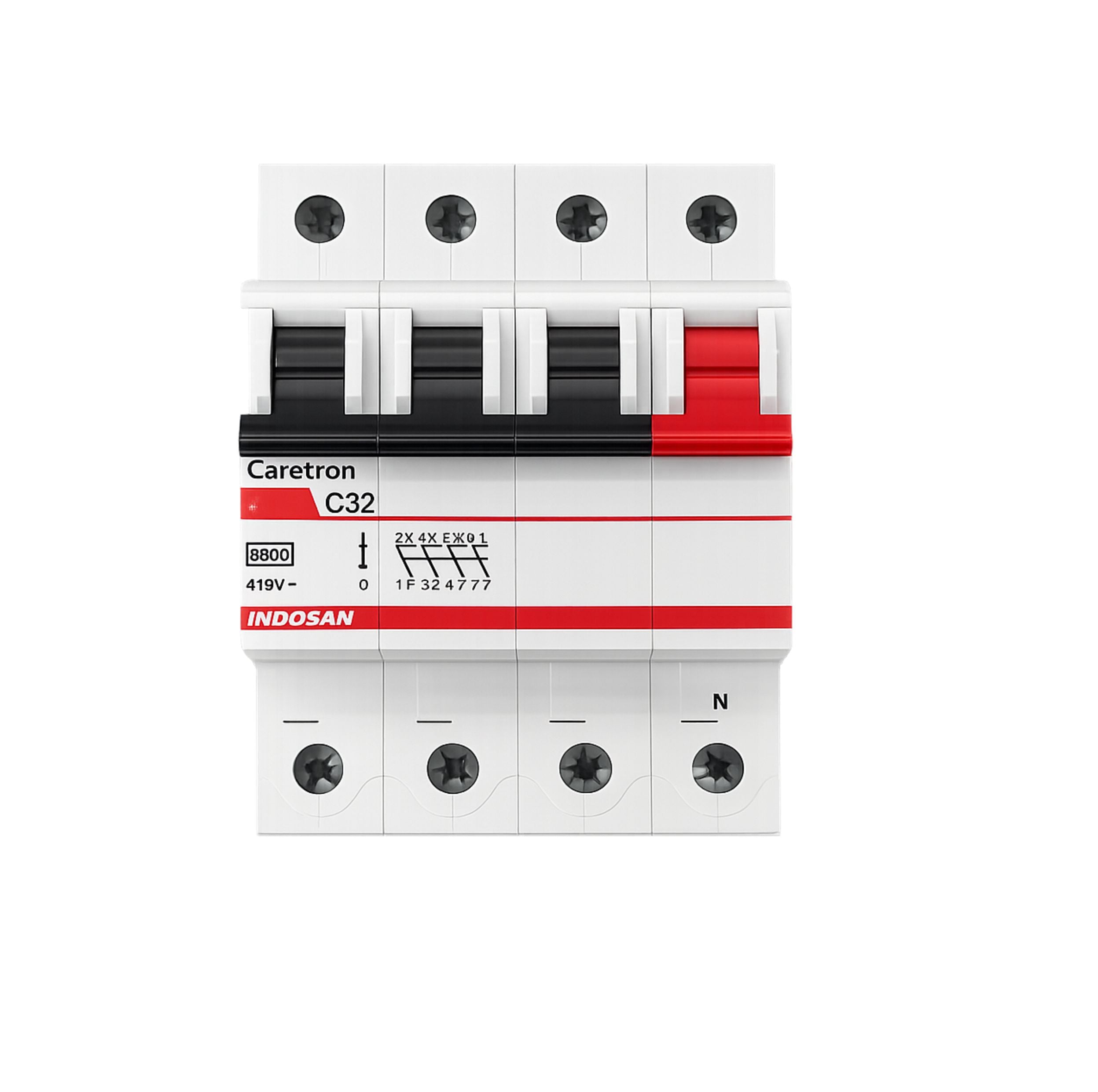 Indoasian Caretron MCB C Curve Three Pole Neutral TPN