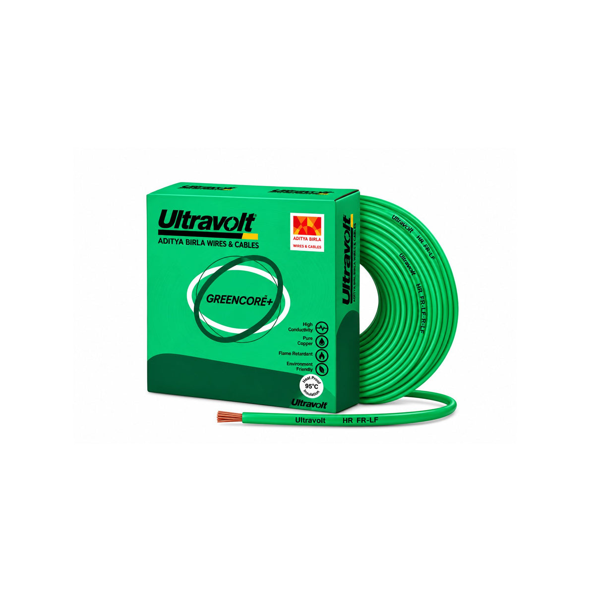 Ultravolt Green Core 2.5SQ MM Wire (180MTRS)